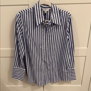 Banana Republic Blue and White Striped Button Down Shirt